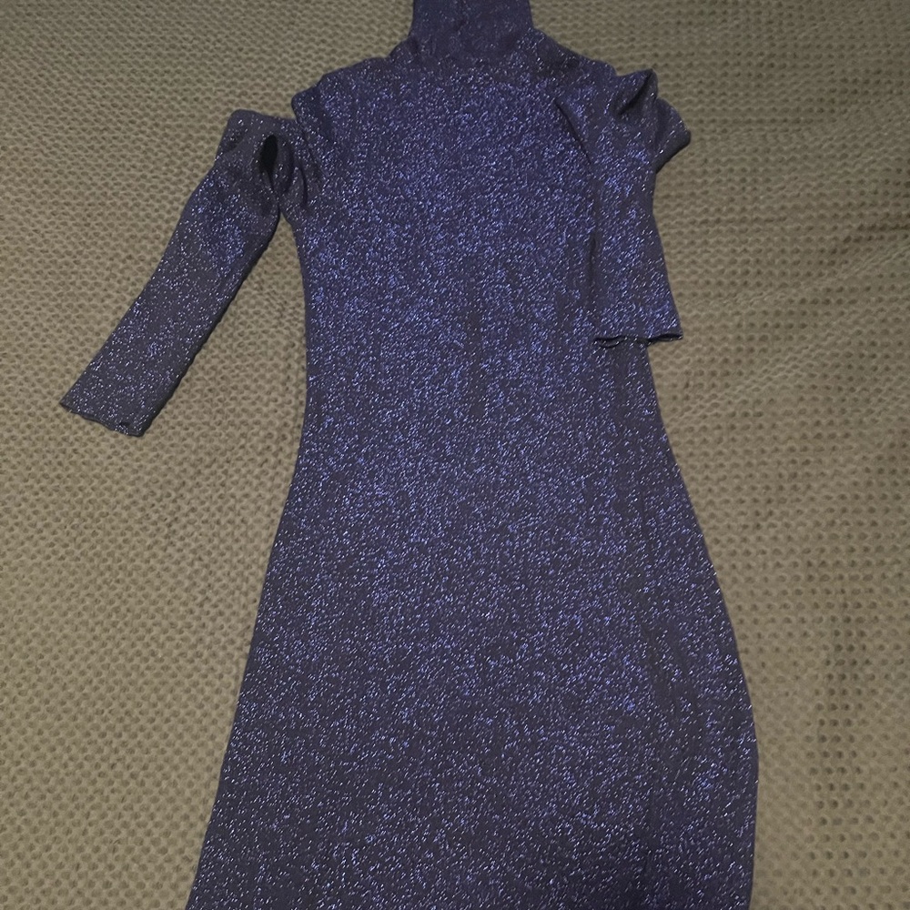 Zara Midnight Blue Sparkle Midi Dress